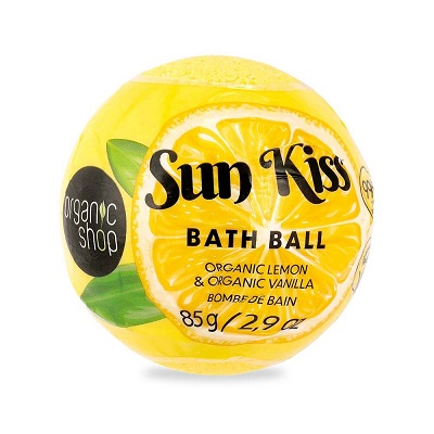 Sun Kiss Organic Lemon & Organic Vanilla bath ball 85g Organic Shop