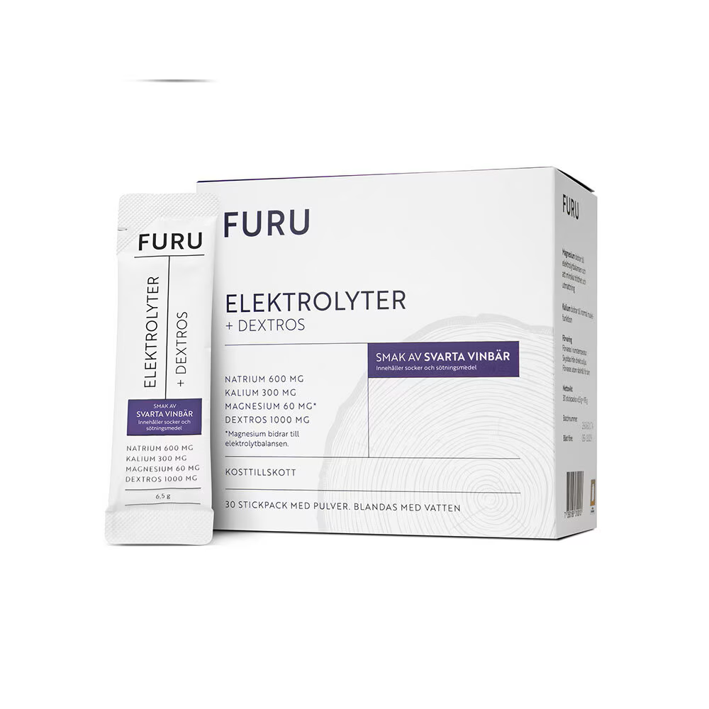Elektrolyter + Dextros Svarta Vinbär 30 stickpacks FURU